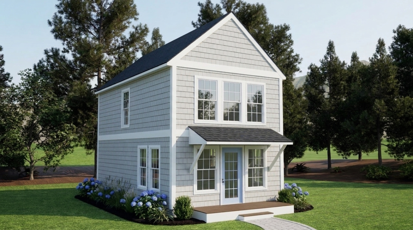 Gray Shingles and White TrimS