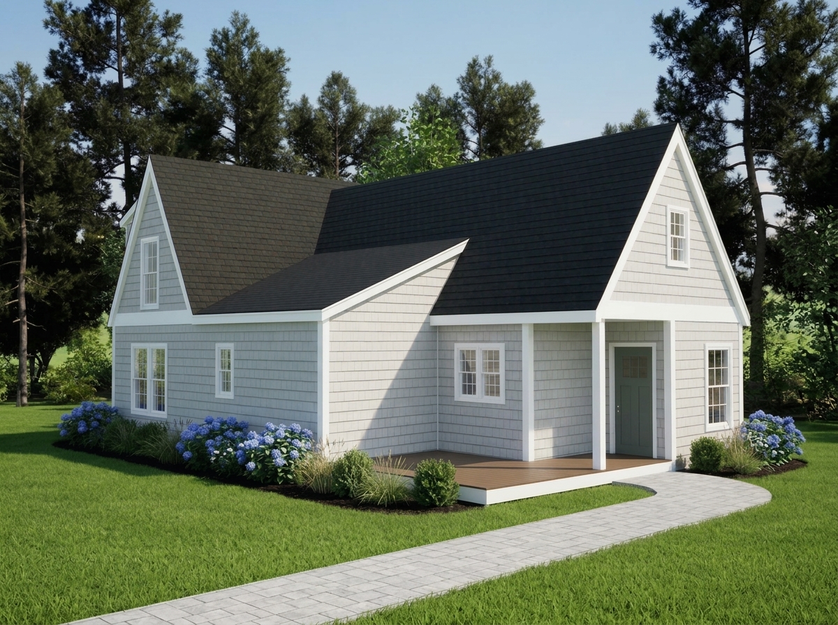 Gray Shingles with White Trim