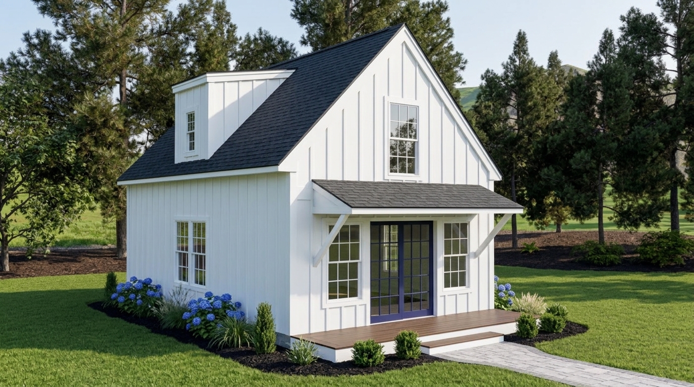 White Siding with White Windows & Door